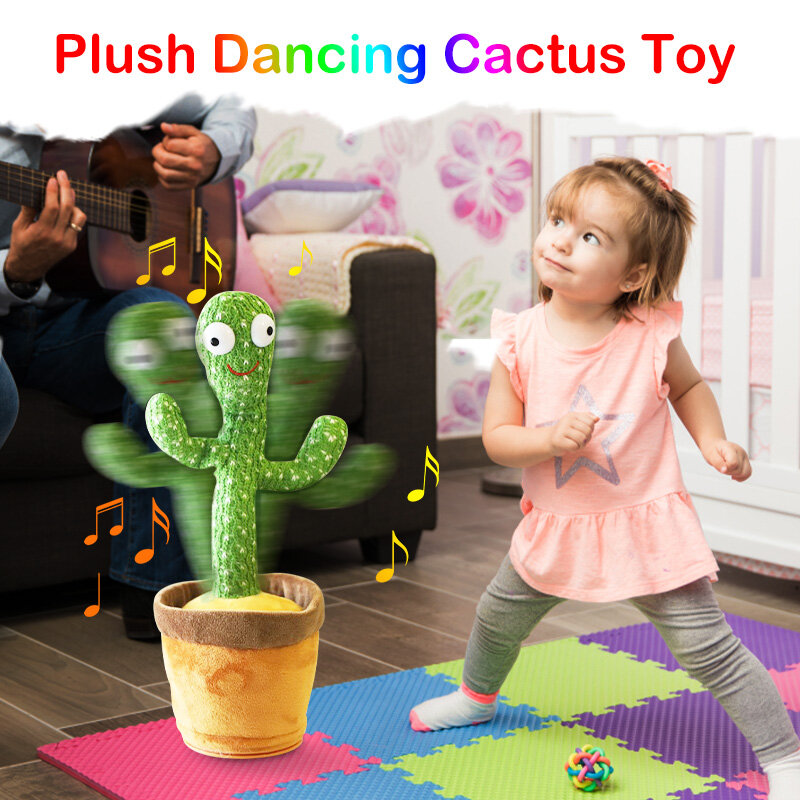 Kawaii Dancing Cactus peluche divertente può imparare a parlare educazione della prima infanzia giocattolo luminescente può cantare bambola di peluche per bambini