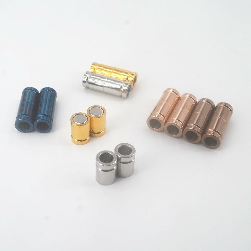 Perlengkapan Membuat Perhiasan Aksesori Tali Kulit Silinder Proses Elektroplating Gesper Magnet Baja Tahan Karat