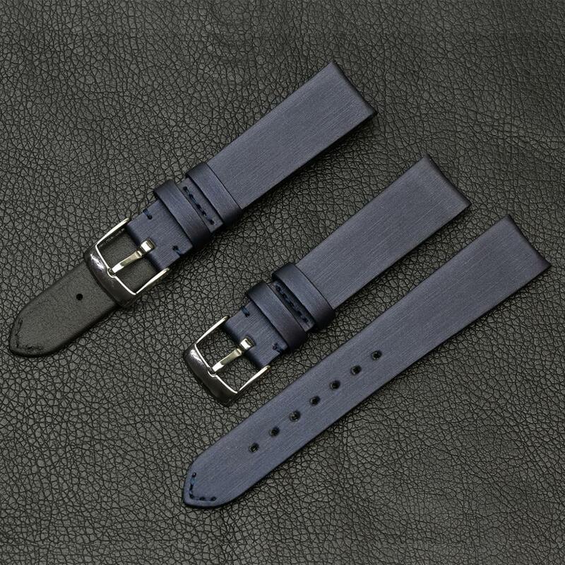 Pulseira de couro genuíno para relógio de bezerro, cinta de seda com fio para homens, compatível com aquecedores da lateral 81530/81590