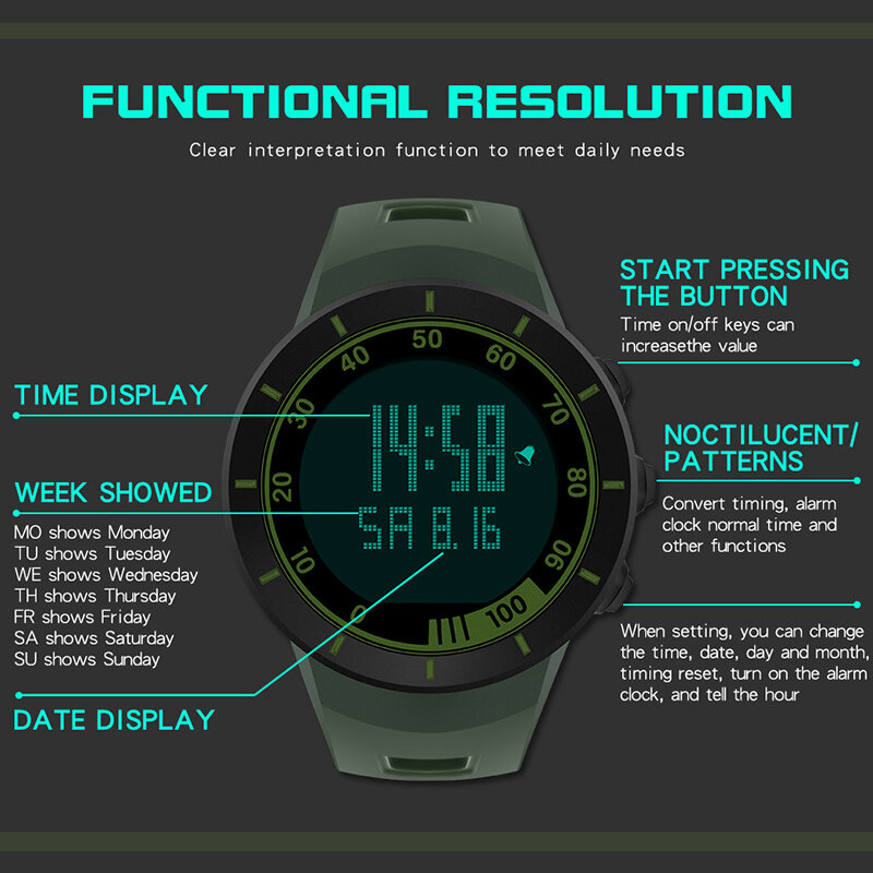 Relojes electrónicos de lujo para Hombre, pulsera Digital deportiva con alarma Led, resistente al agua, con cronómetro militar