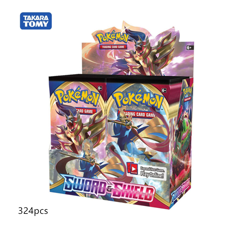 Tarjetas coleccionables de Pokémon, set de Cartas Coleccionables brillantes en inglés, Sword & Shield, sol y luna, 324 unids/caja, paquete de 36 unidades