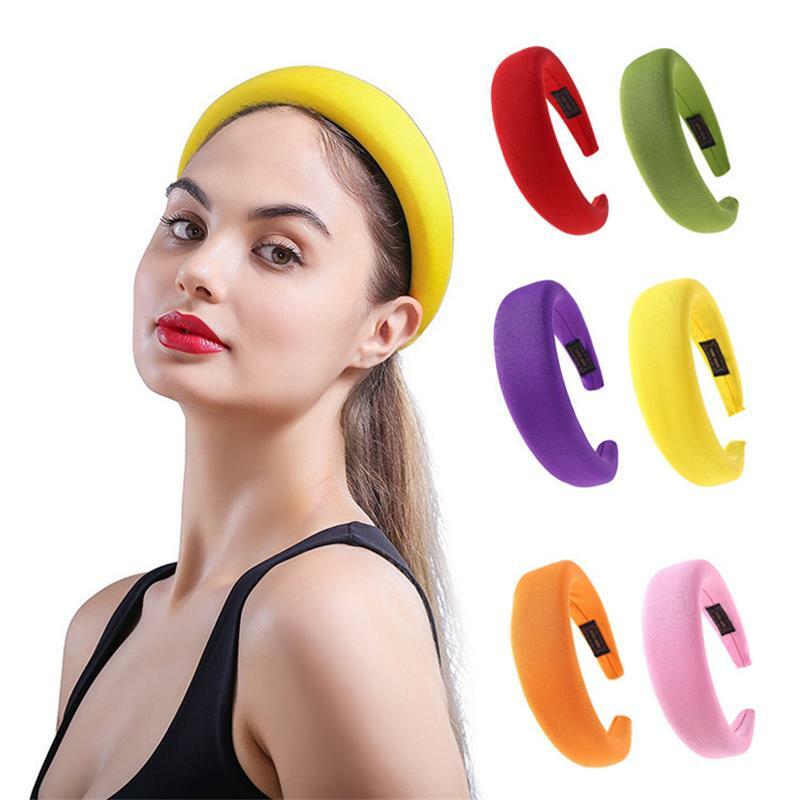 Nowe mody słodkie aksamitne wyściełane opaski damskie cukierki kolor grube szerokie gąbki Hairbands dla kobiet dziewczyn akcesoria opaski do włosów