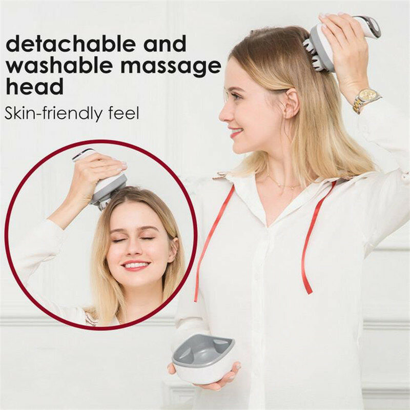 Nuovo LCD 4D massaggiatore elettrico per la testa massaggio senza fili del cuoio capelluto IPX7 impermeabile promuovere la crescita dei capelli corpo massaggio impastare tessuto profondo 4