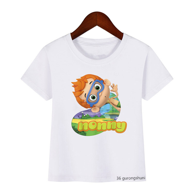 Camiseta con estampado de Guppies de burbuja para niñas, ropa kawaii de manga corta, novedad