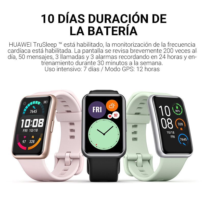 グローバルバージョンhuawei社腕時計フィットスマートウォッチ1.64 "ビビッドamoledディスプレイ速ワークアウトアニメーション10-日バッテリ寿命spO2