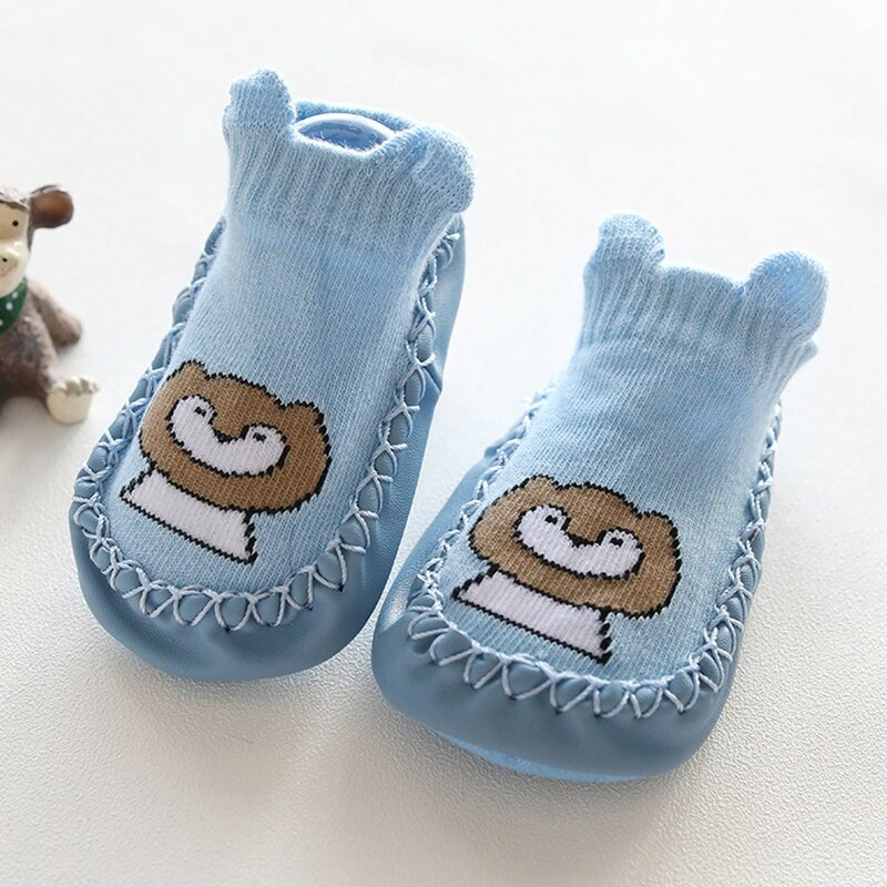 Sapatos de inverno para o bebê recém-nascido da menina do menino anti-deslizamento sapatos quentes infantil dos desenhos animados imprimir meias chinelo sapatos do bebê primeiros caminhantes