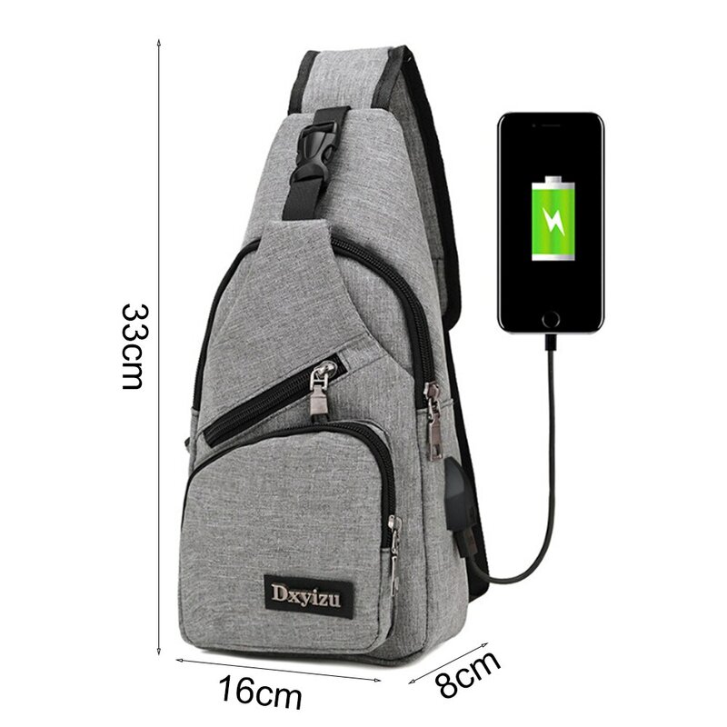 Męskie torby na ramię torba typu Crossbody z portem USB mężczyźni z zabezpieczeniem przeciw kradzieży torba na klatkę piersiowa szkoła letnia krótka wycieczka posłańcy torba 2021 New Arrival
