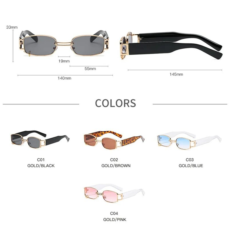 Óculos de sol punk tipo vintage, óculos para homens e mulheres com design de marca