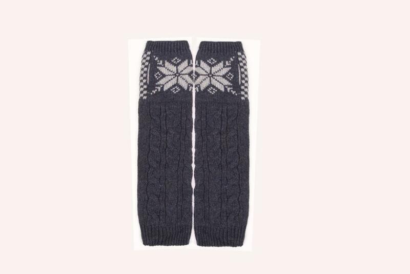 Gloves women knit woolen half-finger gloves autumn and winter women's snowflake warmth fingerless sleeves and long arm sleeves