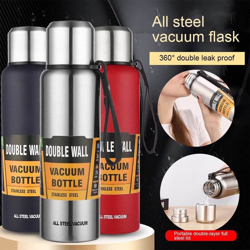 1500ml Large Capacity Thermos Water Bottle For Tea Portable Thermal Mug Stainless Steel Cup Sport Cycling Vacuum Flask Insulated