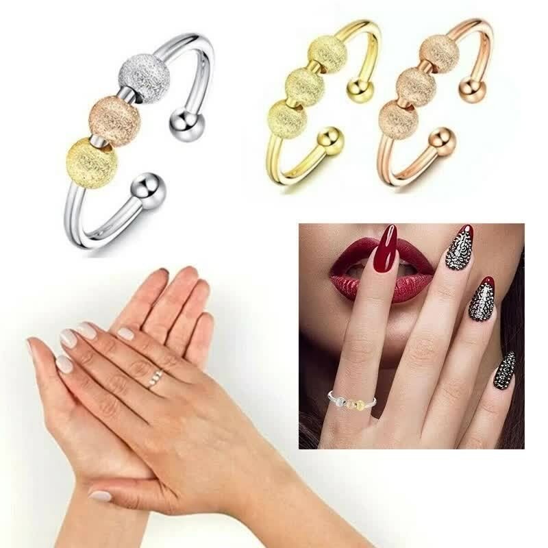 Fidget Beads Fidget Ring Spinner Single Coil Spiral Fidget Ring Beads Rotate Freely Anti Stress Anxiety Ring Toy For Girl Women