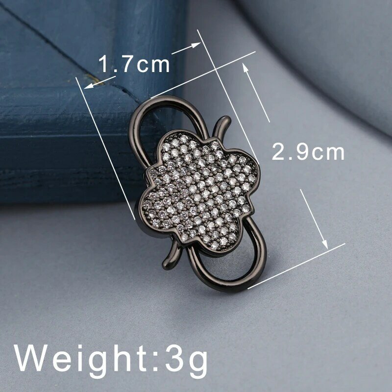 MINHIN Brass Paved Cubic Zirconia Switch Clasps Hooks for DIY Pearl Beads Necklace Bracelet Jewelry Making Findings Accessories