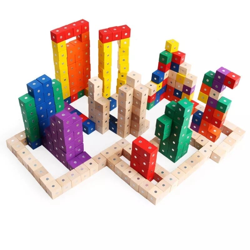 Bloques de madera magnéticos para niños, 3 piezas, 2cm, cubo magnético 3D, DIY, bloques de construcción magnéticos para niños, juguetes educativos de matemáticas, modelo, regalo de Navidad