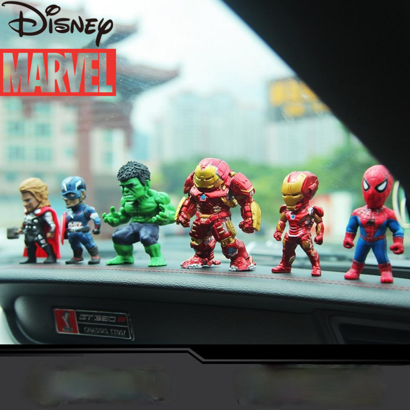 Disney Marvel Spider-Man Avengers Cartoon Decoration Car Decoration Car Creative Doll Figure Hand-made Decoration