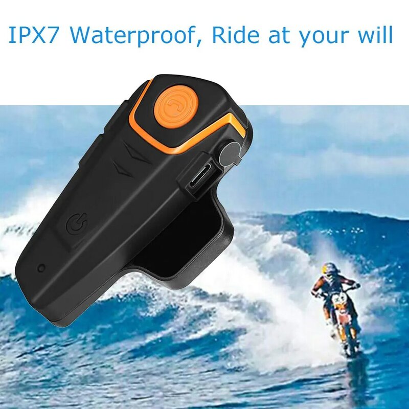 Bluetooth-гарнитура мотоциклетная, водонепроницаемая, IPX7, 2023 м, 30 м