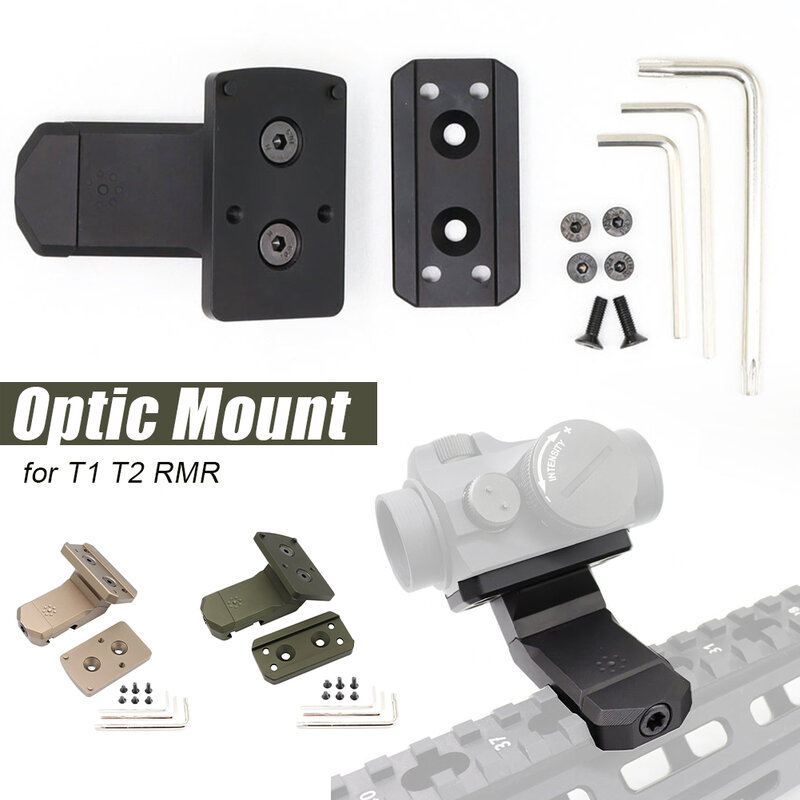 Offset Optic Sight Mount Lichtgewicht Aluminium 35 & 45 Graden Red Dot Sight Mount Voor Rmr T1 T2 Sro Tactische mount Plaat Base 2021