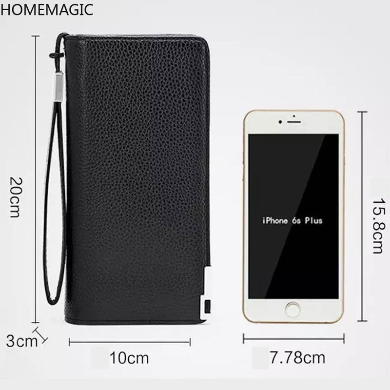 HOMEMAGIC – sac à main en cuir PU pour hommes, pochette, Long portefeuille pour téléphone, compartiment à loquet solide, 2021