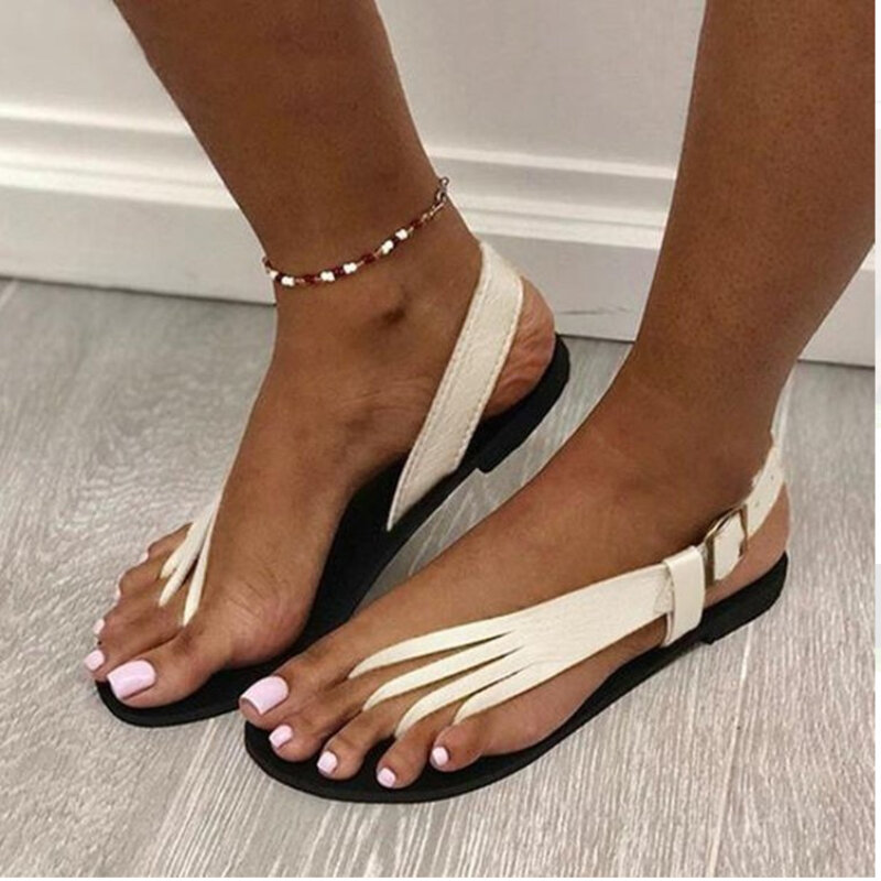 2021 verão novos chinelos de moda simples flip flops flat mulher sapatos uma palavra fivela sandálias senhoras kz073