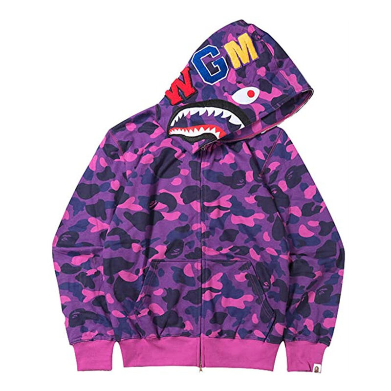 Sudadera con capucha con estampado de camuflaje para jóvenes, chaqueta holgada informal, sudadera de gran tamaño, chándal de tiburón