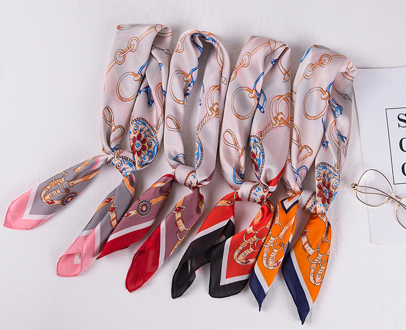 Foulard carré Bandana multifonction pour femmes, bandeau d'été, sensation de soie, foulard pour cheveux, sac écharpe, nouvelle collection 2020
