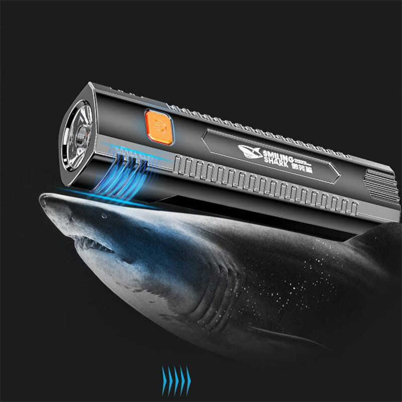 Linterna portátil recargable por USB, linterna LED de bolsillo, resistente al agua, con salida de Banco de energía, autodefensa, pesca y Camping