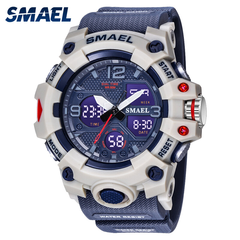 Quartz Military Sport Watch For Men Alarm Clock Stopwatch Back Light Dual Time Display Waterproof Mens Watches LED Dgital Watch