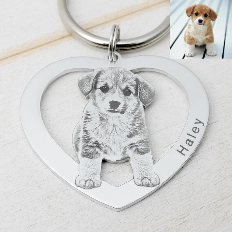 สุนัข Photo Keychain ที่กำหนดเองพวงกุญแจ Dog Portrait พวงกุญแจสัตว์เลี้ยงของขวัญสำหรับคนรักสัตว์เลี้ยงคริ...