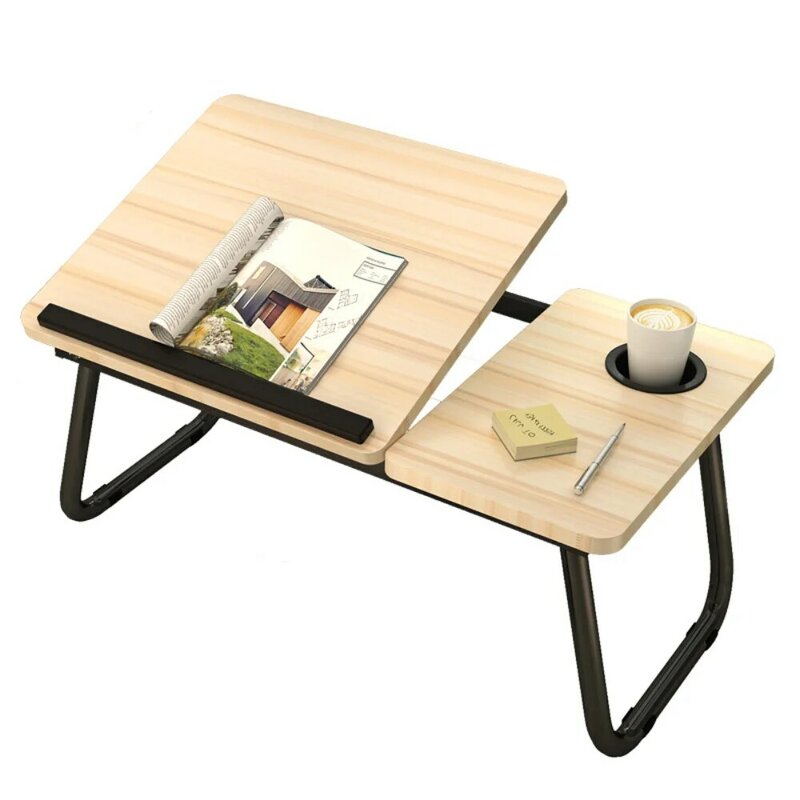 折りたたみ式ラップトップデスク,4つの角度を書くためのソファテーブル,カップホルダー付きの調節可能なテーブル