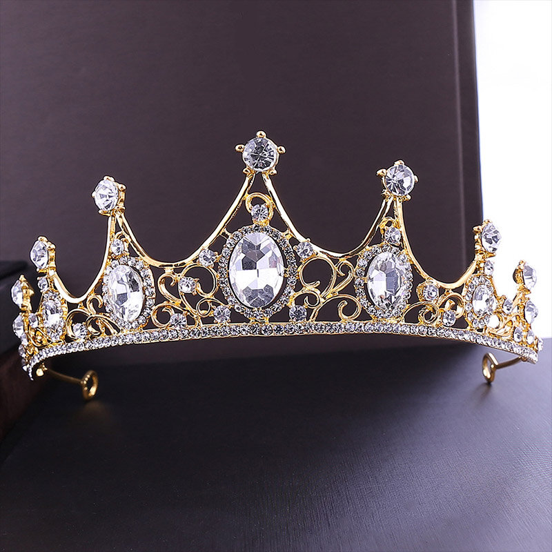 Tiaras y coronas de cristal y oro barroco, diadema corona, Reina real, Princesa, novia, novia, chica, accesorios para el cabello de boda
