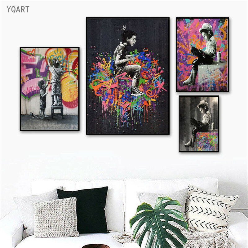Graffiti Street Artwork Canvas Paintings Abstract Kids Wall Art Pictures Home Decor Bansky Art Posters and Prints for Hone Decor