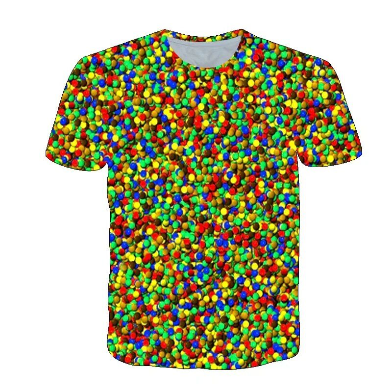 T-shirt manches courtes pour homme et femme, estival et à la mode, avec personnage de bonbons en Sauce 3D, grande taille