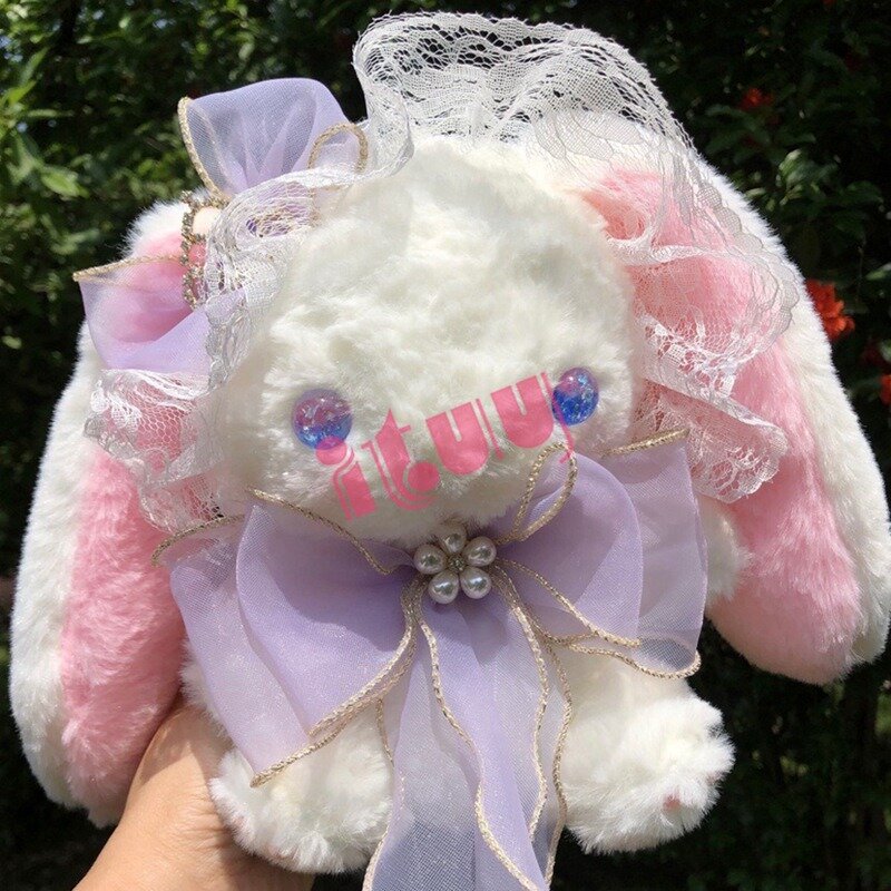 Lolita Hana No Ko Lunlun-Bolso de oso conejo de encaje Kawaii, bolsa de mensajero suave JK, accesorios de regalo para niña