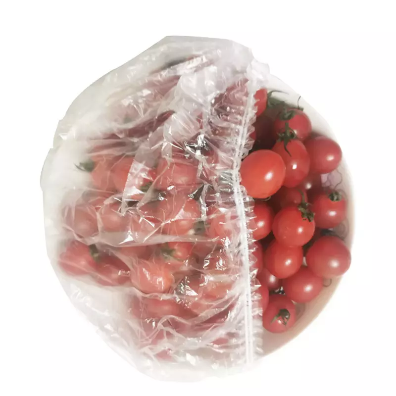 Tampas de plástico descartáveis para comida, 100 peças, saco para manter alimentos e manter alimentos frescos, cobertura elástica para tigela, comida, cobre poeira, saco de armazenamento de alimentos