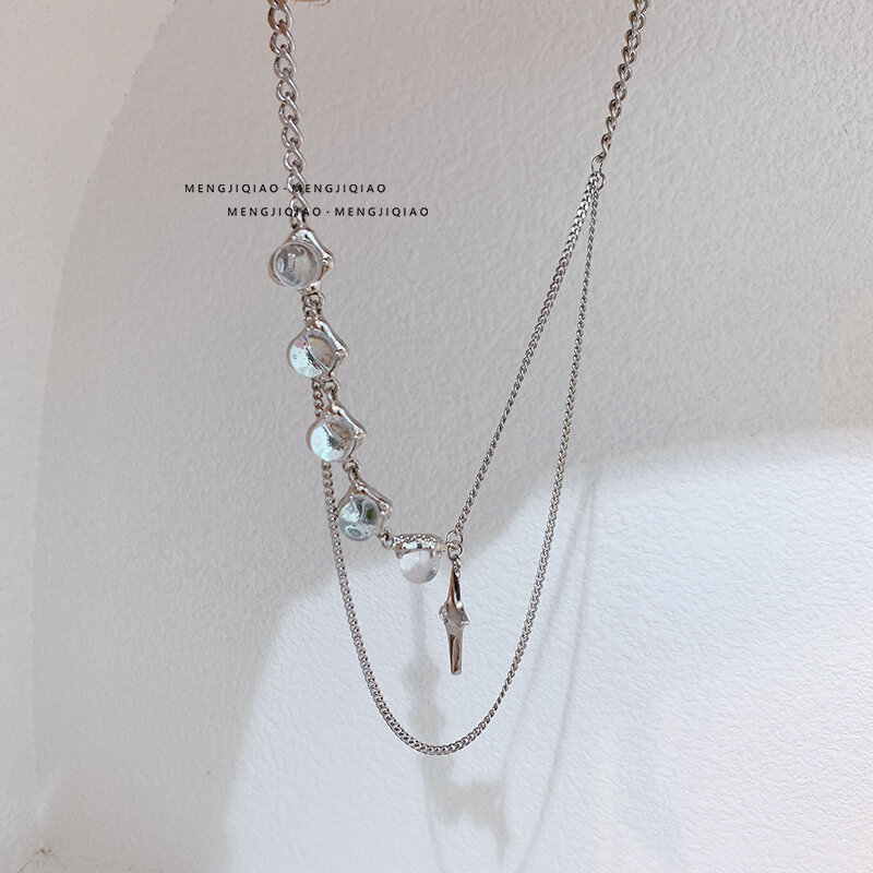 Colar de corrente de gorro de metal irregular de duas camadas chunky hip hop na moda ligação gargantilha para jóias femininas 2021 minimalista clavícula