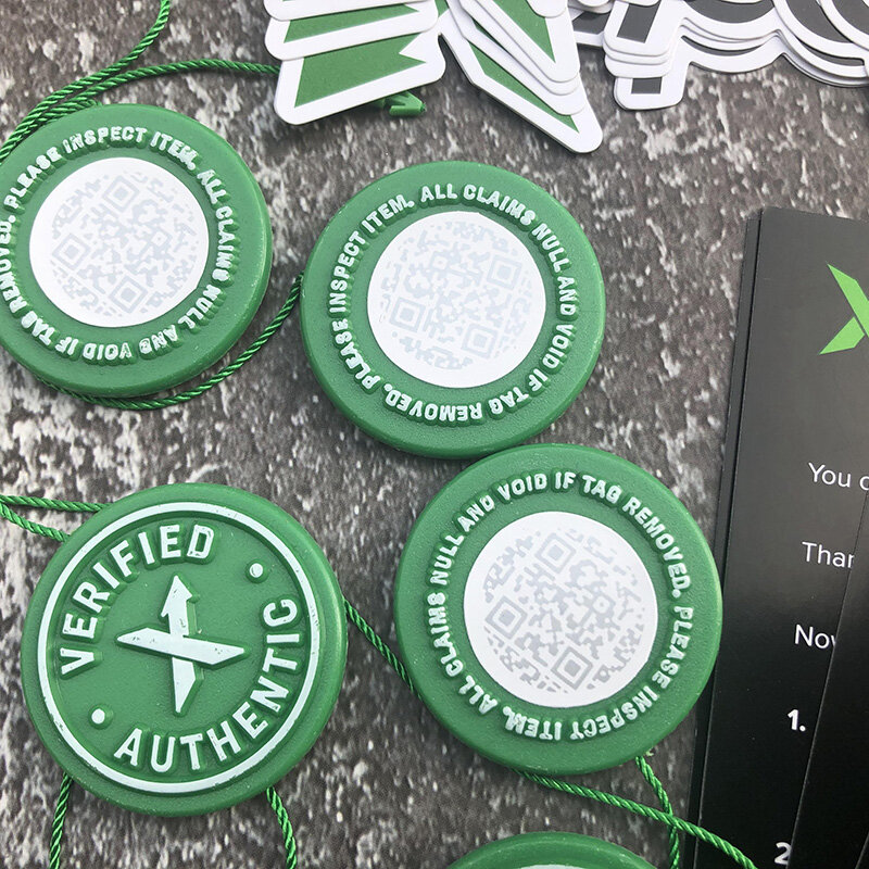 Tag Circular Verde com Adesivos RFID, Fivela de Sapato de Plástico Flyer, Tag X Autêntico Verificado, 1Sets, 5Sets, 10Sets, 2020