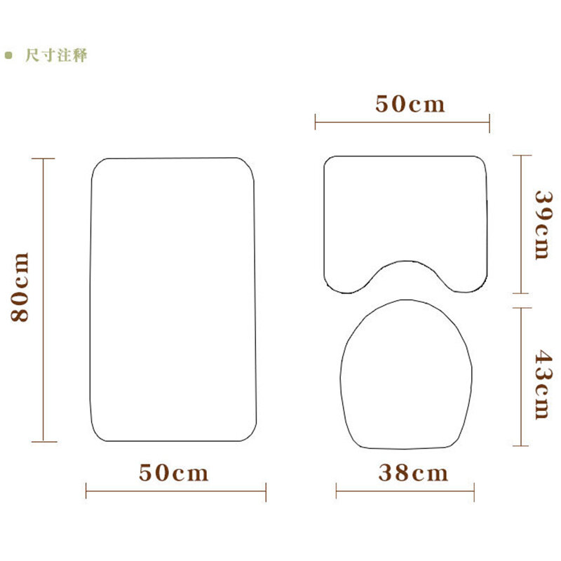 Zwart 3D Geplaveide Badkamer Mat Wc Covers Effen Kleur 3 stks/set Bad Floor Tapijten Voor Home Decor Kwaliteit Voet Pad deurmatten