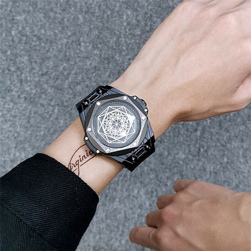Ruimas relógios masculinos de quartzo, pulseira de couro, relógio militar esportivo de pulso, à prova d'água, 2021