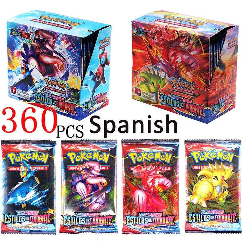 360/324 Buah Kartu Pokemon Mainan Kartu Perdagangan Spanyol Permainan Kotak Koleksi Sword Shield Kartu Espada Escudo Pokmon Permainan Kartu untuk Anak-anak