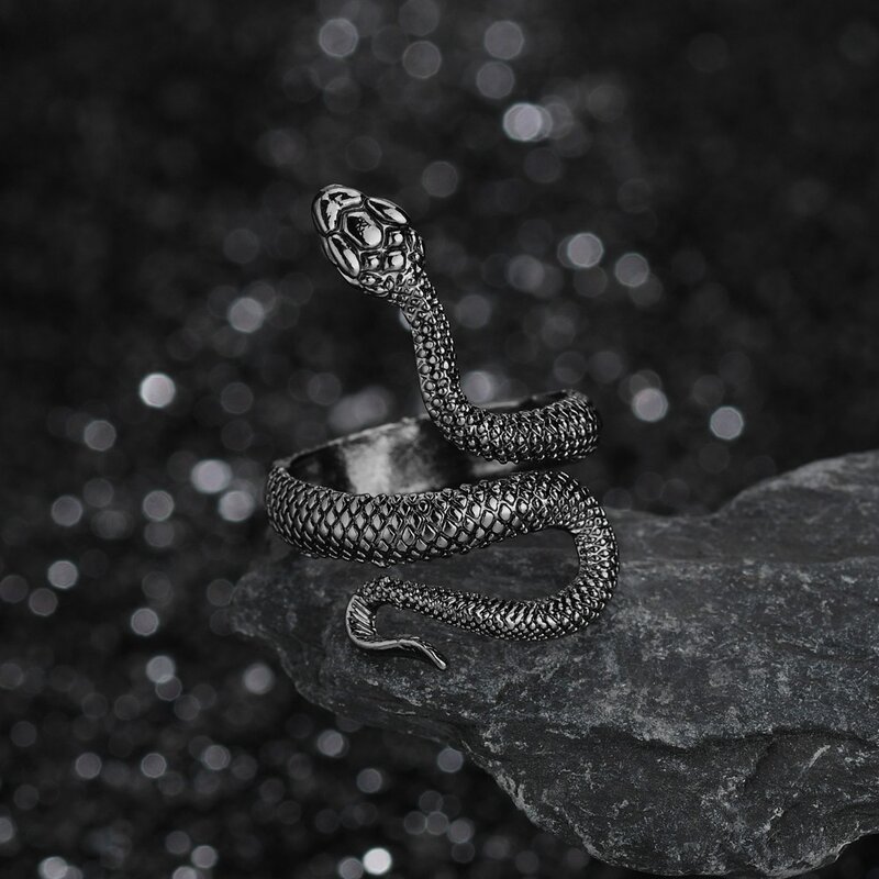 고딕 레트로 과장된 정신 뱀 반지 여성을위한 펑크 바람 뱀 모양의 나이트 클럽 반지 학생 트렌드 쥬얼리 선물