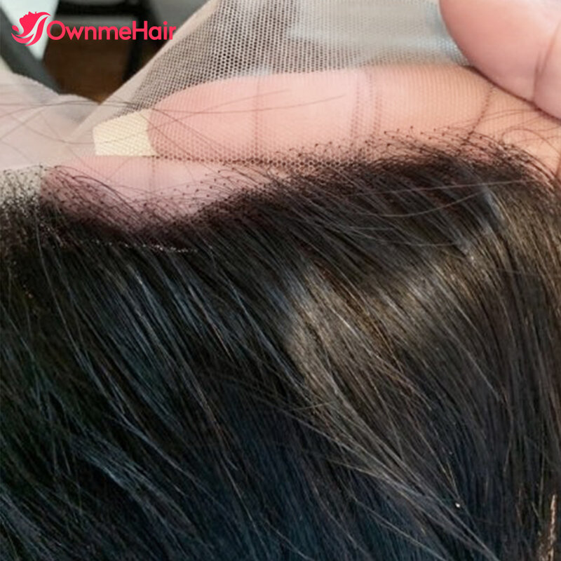 Perruque Lace Frontal Closure transparente brésilienne naturelle Remy, cheveux humains, 4x4, 5x5, 13x4, pre-plucked, avec Baby Hair, nœuds décolorés