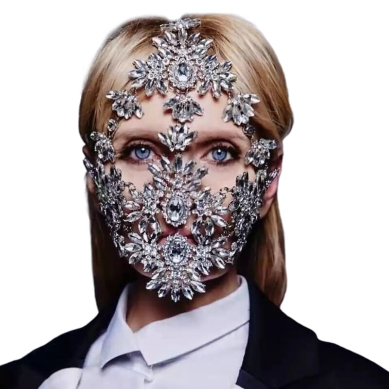 Lady Crystal Masquerade Face เครื่องประดับฮาโลวีน Party อุปกรณ์เสริมไนท์คลับเครื่องประดับ Face Chain โซ่ปรับ L41B