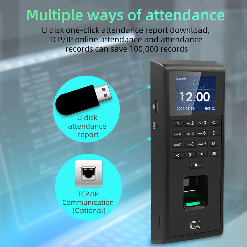 1000 Gebruikers Toegangscontrole En Tijdregistratie Tcp/Ip Vingerafdruk Biometrische Toetsenbord Compatibel Voor Indoor Toegangscontrole Systeem