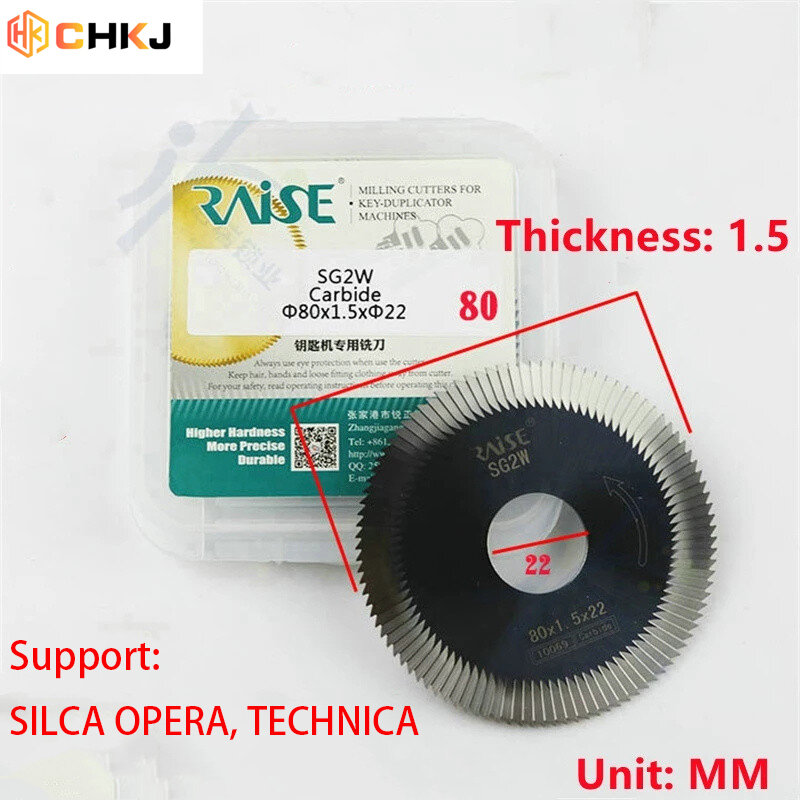 CHKJ สำหรับ Ruizheng เหล็กทังสเตนสามใบมีดสองด้าน SG2W 80X1.5X22สำหรับ SILCA OPERA, TECHNICA Face Milling Cutter