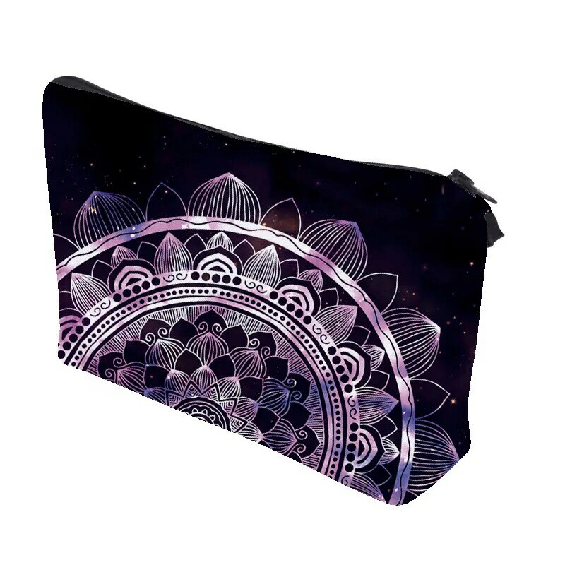 Bolsa de almacenamiento de cosméticos para mujer, bolso de viaje portátil para teléfono móvil con diseño de flor de Mandala, a la moda