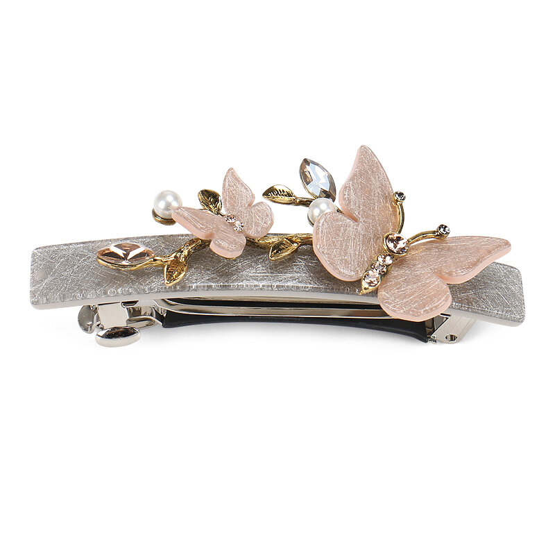 High End Alloy Butterfly Hair Clips Butterfly Hair Pins Decorated With Crystal Pink Butterfly Hair Clips For Women