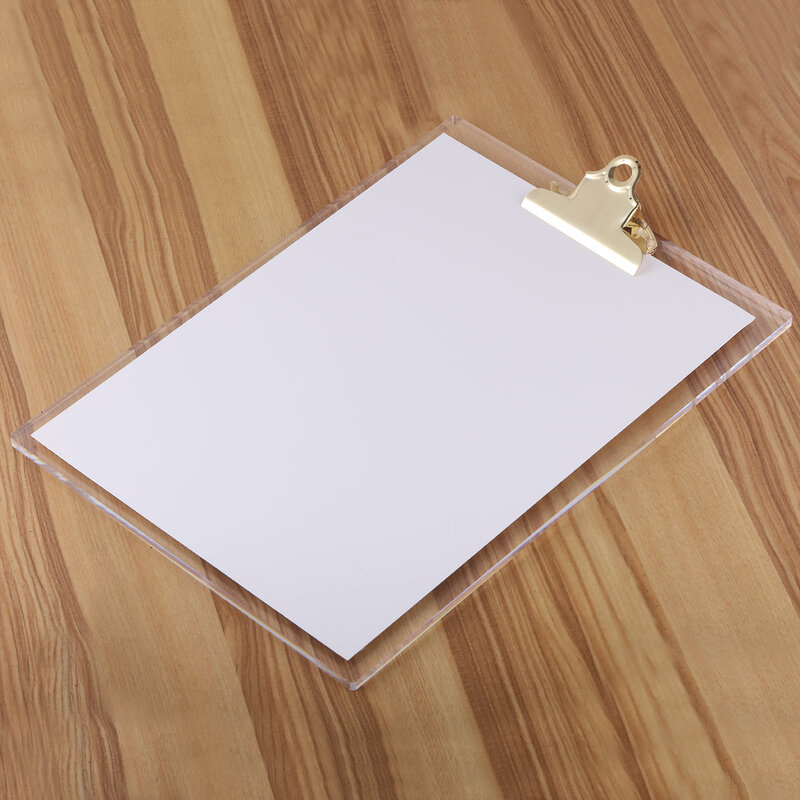 Clear Gold Toned Thicken  Acrylic Clipboard A4 Paper Hardboard office accessories