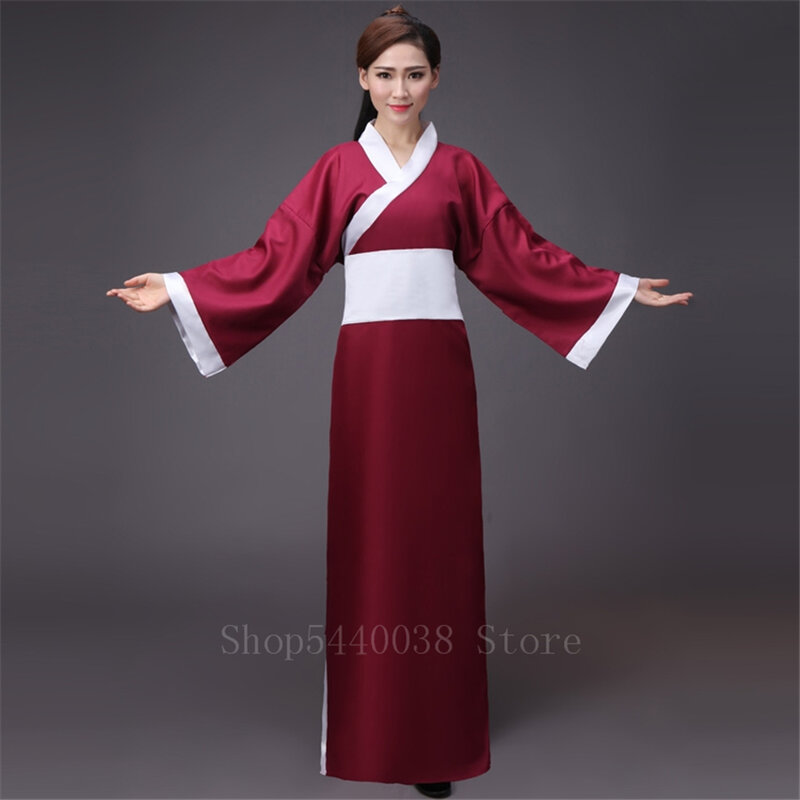 امرأة أنيقة الصينية Hanfu التقليدية القديمة هان سلالة ملابس رقص النساء مرحلة أداء حفلة السنة الجديدة الملابس