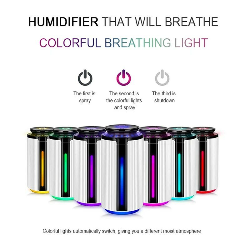 Umidificador e difusor aromatizador de ar, 900ml, aromaterapia, ultrassônico, com led de 7 cores, luz noturna, purificador