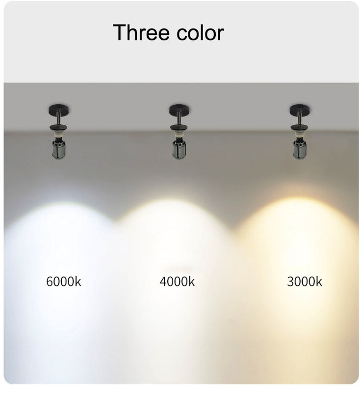 LED 트랙 램프 360 각도 조절 GU10 전구 따뜻한/차가운 흰색 스포트 라이트, 주방 그림 TV 배경
