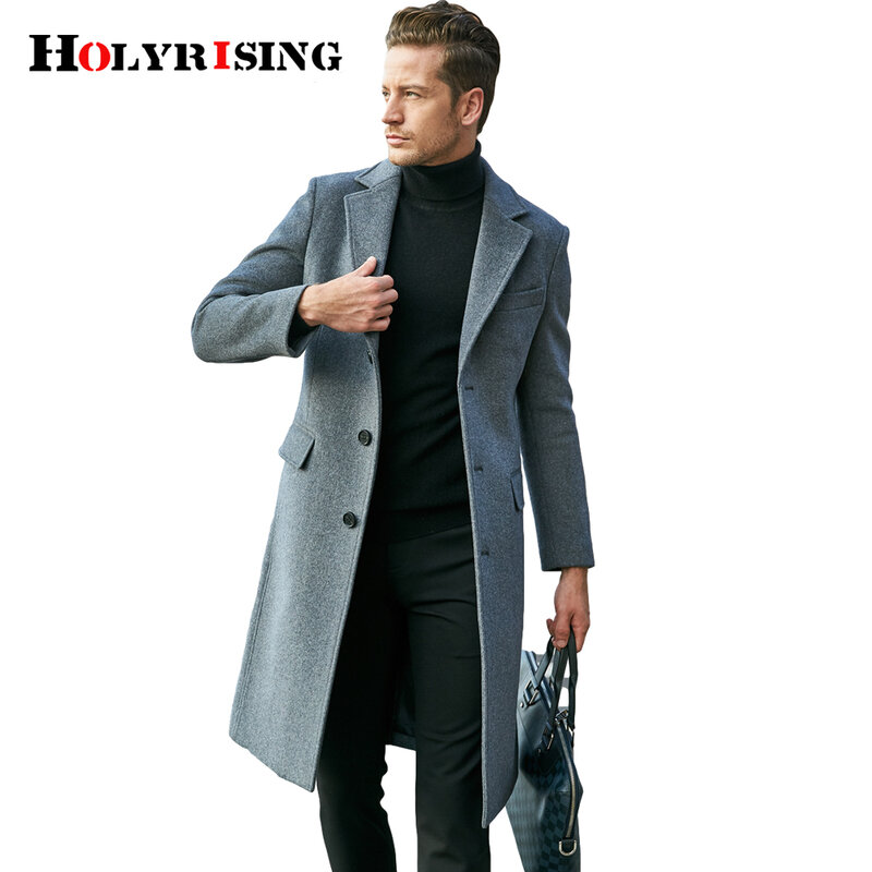 2020 sobre o joelho longo moda masculina fino casaco de lã de luxo negócio cavalheiro pea casaco masculino trench coat 19454